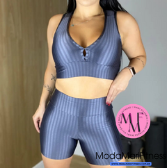 Conjunto Fitness Heloisa em tecido 3D Top nadador + Short (suplex) - Moda Mari Fitness 