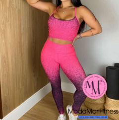 Conjunto fitness Eli em Degrade - Top Alcinha + Calça (Suplex) - Moda Mari Fitness 