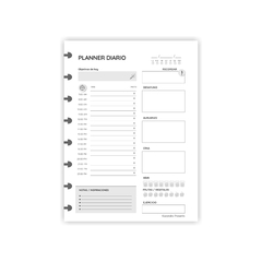 Repuesto A5 planner diario monocromo