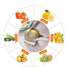 Aço Inoxidável Handheld Kitchen Slicer, Laranja Limão Slicer, Clipe De Corte De Tomate, Fatiador De Frutas, Cortador De Cebola, Cozinha Item Acessórios