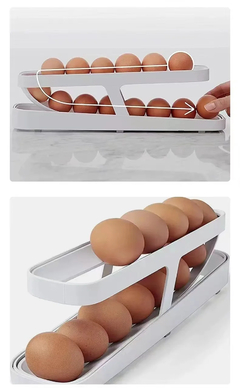 Imagem do Frigorífico Egg Rolling armazenamento Rack, Suporte, Rolldown, Dispenser, Caixa, Novo, 2023