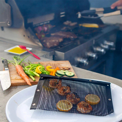 LMETJMA PTFE Malha Grill Sacos Reutilizáveis Antiaderente BBQ Churrasco Sacos para Fumantes De Gás De Carvão BBQ Veggie Grill Sacos JT41