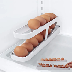 Frigorífico Egg Rolling armazenamento Rack, Suporte, Rolldown, Dispenser, Caixa, Novo, 2023