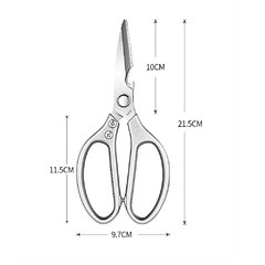 Tesoura de Cozinha Multiuso em Aço Inox, Ultra Afiada, Profissional, Osso, Frango, Carne, Peixe, Turquia, Legumes, Churrasco