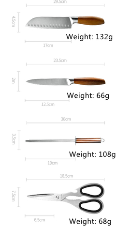 Faca de cozinha conjunto de aço inoxidável faca do chef cutelo faca de corte afiada faca de frutas tesoura de cozinha com afiação vara - comprar online