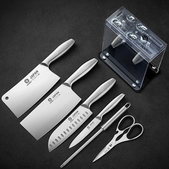 Chef faca de cozinha conjunto oco lidar com faca conjunto aço inoxidável do agregado familiar faca corte profissional cutelo carne - Cozinha Temperada