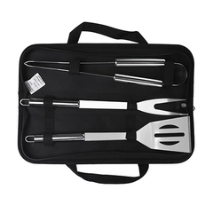 Conjunto de ferramentas para churrasqueira com saco, aço inoxidável, churrasco Ing ferramentas, acampamento ao ar livre, cozinhar acessórios kit - Cozinha Temperada