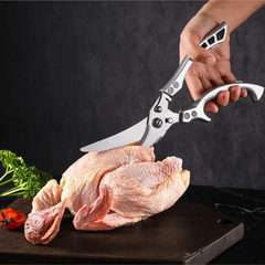 Tesoura de cozinha de aço inoxidável, faca limpa, poderosa, frango, osso, carne, frutas, desosso, pato, peixe - loja online