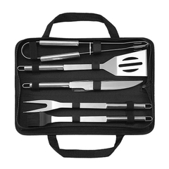 Conjunto de ferramentas para churrasqueira com saco, aço inoxidável, churrasco Ing ferramentas, acampamento ao ar livre, cozinhar acessórios kit - Cozinha Temperada