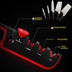 Profissional de cozinha faca apontador, afiar ferramenta, Whetstone, tungstênio, diamante, ajustar ângulo, máquina de moagem, tesoura, 4 em 1 - Cozinha Temperada