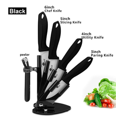 Faca de cozinha de cerâmica com suporte descascador, lâmina preto e branco, faca Chef, frutas utilitário, facas de cozinha, cortador, 3 em, 4 em, 5 em, 6 em - comprar online