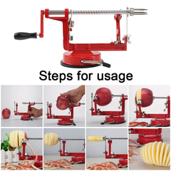 Apple Peeler 3 em 1 Aço Inoxidável Núcleo Fatia Cortador Mão-cranked Descascador De Frutas Ferramentas De Corte De Cozinha Apple Slicer Corer Cutter - Cozinha Temperada