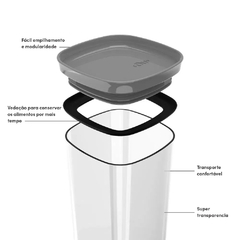 Pote Hermético Organizador Block 1 Litro - PUPILAR - COLMEIAS E UTILIDADES