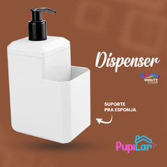 DISPENSER BRANCO 550ML QUALITY C/ SUPORTE DE ESPONJA PUPILAR