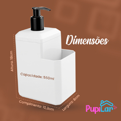 KIT PIA LIXEIRA 2,5L + DISPENSER 550ML BRANCO - PUPILAR - loja online