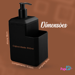 DISPENSER PRETO 550ML QUALITY C/ SUPORTE DE ESPONJA - PUPILAR - comprar online