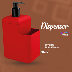 DISPENSER VERMELHO 550ML QUALITY C/ SUPORTE DE ESPONJA - PUPILAR