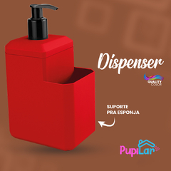 KIT PIA LIXEIRA 3,5L + DISPENSER 550ML VERMELHO - PUPILAR - loja online