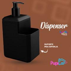 DISPENSER PRETO 550ML QUALITY C/ SUPORTE DE ESPONJA - PUPILAR