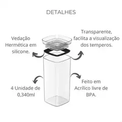 Imagem do Kit 4 Potes Herméticos Organizador OU Block 340 ml Natural