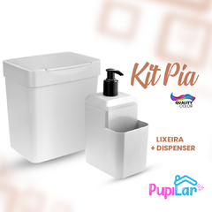 KIT PIA LIXEIRA 2,5L + DISPENSER 550ML BRANCO - PUPILAR