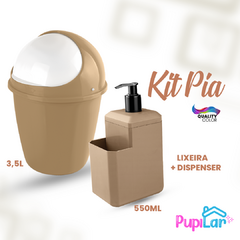 KIT PIA LIXEIRA 3,5L + DISPENSER 550ML FENDI - PUPILAR