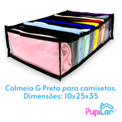 KIT 10 COLMEIAS G PRETA (10X25X35) PARA CAMISETAS - PUPILAR - loja online