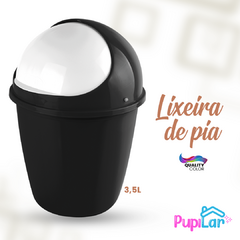 KIT PIA LIXEIRA 3,5L + DISPENSER 550ML PRETO - PUPILAR - comprar online