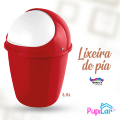 LIXEIRA DE PIA REDONDA 3,5L QUALITY COLOR VERMELHA - PUPILAR