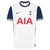 Imagem da nova camisa titular do Tottenham Hotspur para a temporada 2024/2025, em branco com detalhes em azul marinho, gola redonda e punhos listrados, com o escudo do clube e o logo da Nike no peito.