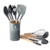 Kit Utensilios de Cozinha Silicone 12 peças Cabo Madeira