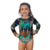 Maio Manga Longa Infantil Leoparda Tropical