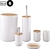 Kit De Baño Jabonera Portacepillos Dispenser Vaso Bambu Tacho