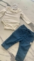 Conjunto Body Branco e Calça Jeans