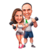 Caricatura Casal Fitness - Corpinho Pronto - Estilo Ouro