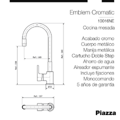 EMBLEM COCINA CON FLEXIBLE NEGRA - comprar online