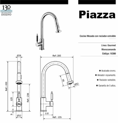 GOURMET COCINA MESADA C/ROCIADOR CROMO - comprar online