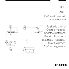 ICON BAÑERA CON TRANSFERENCIA CROMO - comprar online