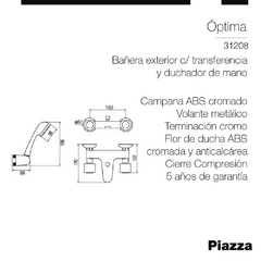 OPTIMA BAÑERA EXTERIOR CON TRANSFERENCIA - comprar online