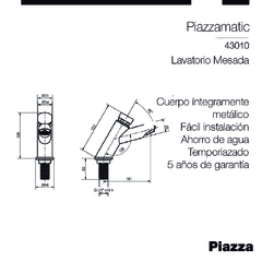 LAVATORIO MESADA A 45° DE LUJO MATIC - comprar online