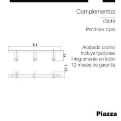 PERCHERO TRIPLE PIAZZA - comprar online