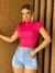 Blusa Feminina Curta Canelada Princesa Cor Rosa: Pink Style na internet
