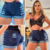 Short Jeans Feminino Barra Dobrada com Cintura Alta na internet