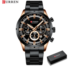 Relógio Curren Masculino Luxo Preto M8355