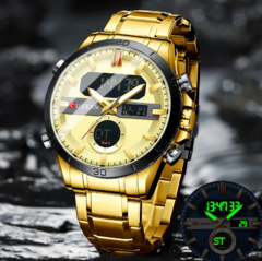 Relógio Curren Masculino Luxo Dourado e Preto M8384 - comprar online