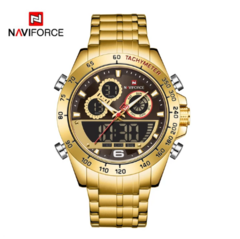 Relógio Naviforce Masculino Dourado Luxo NF9188