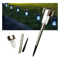 Estaca Solar Farol Acero Inoxidable Luz Led Lampara Jardín - TotalMarket