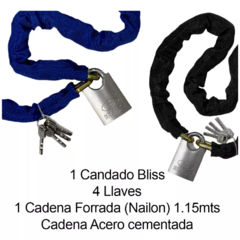 Linga Candado Traba Cadena Forrada 1.15 Mts Moto Bici Acero