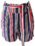 Shorts Feminino Listrado, Crepe, Com bolso lateral, Cinto na internet