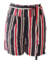 Shorts Feminino Listrado, Crepe, Com bolso lateral, Cinto